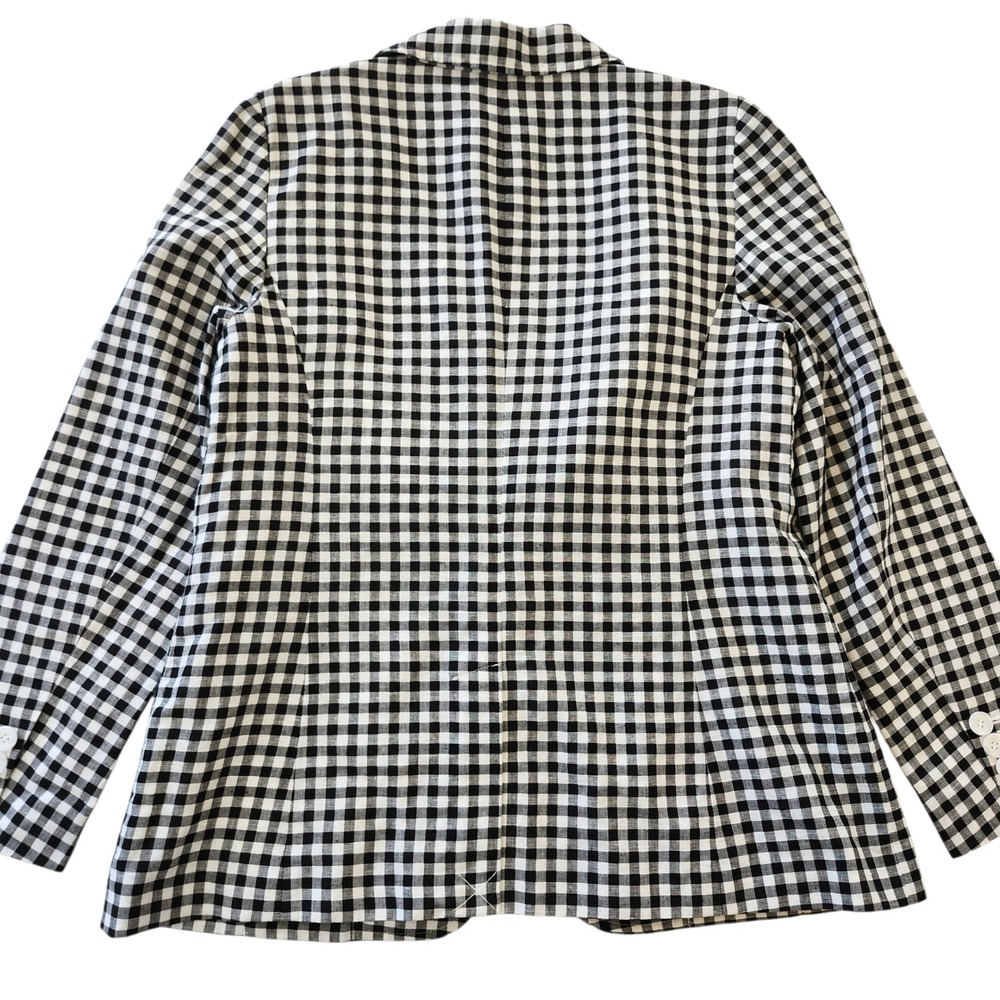 NWT Talbots Women's Black White Gingham Check Blazer Jacket Size 10 Linen Blend - Picture 2 of 4